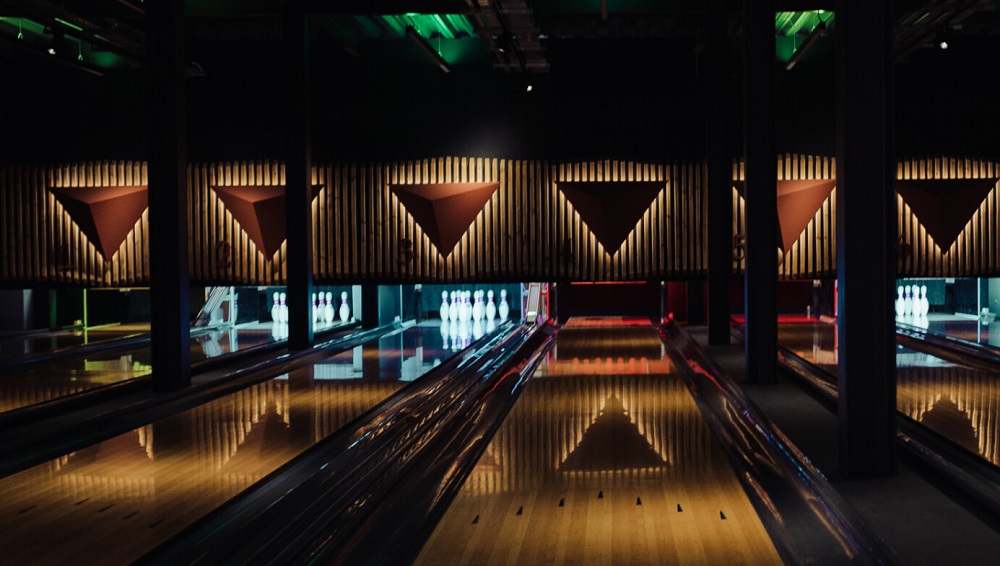 Bowling lanes and pins at Pins Social Club in Liverpool