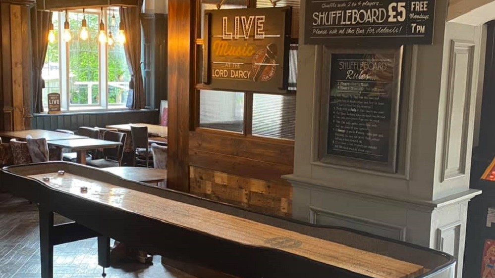 The shuffleboard at The Lord Darcy in Leeds