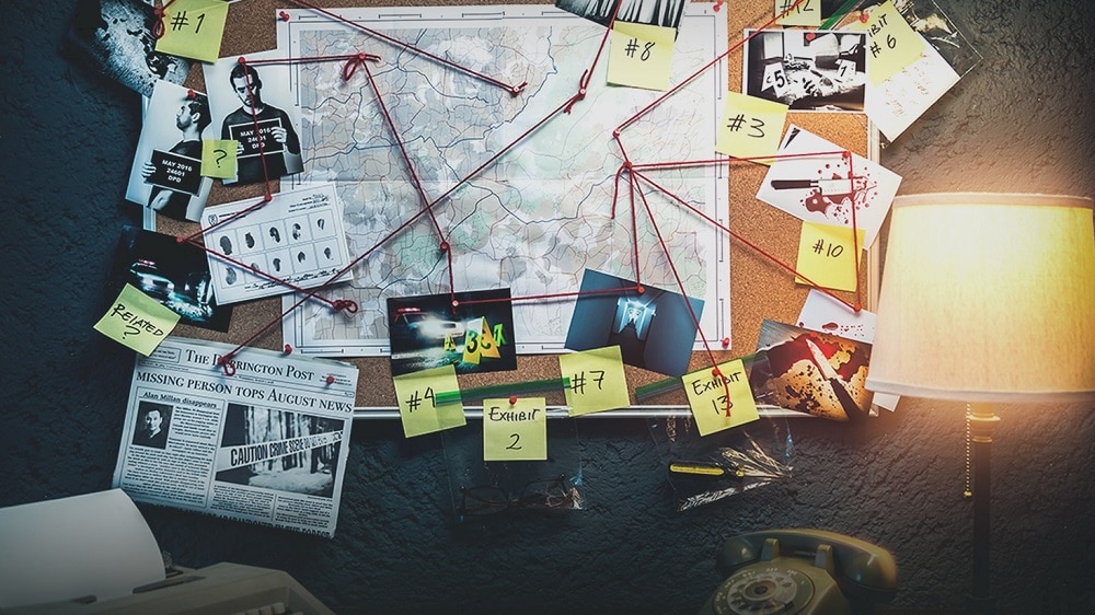Image of an investigators map on the wall, from Breakout Manchester one of the venues in our Escape Rooms in Manchester list